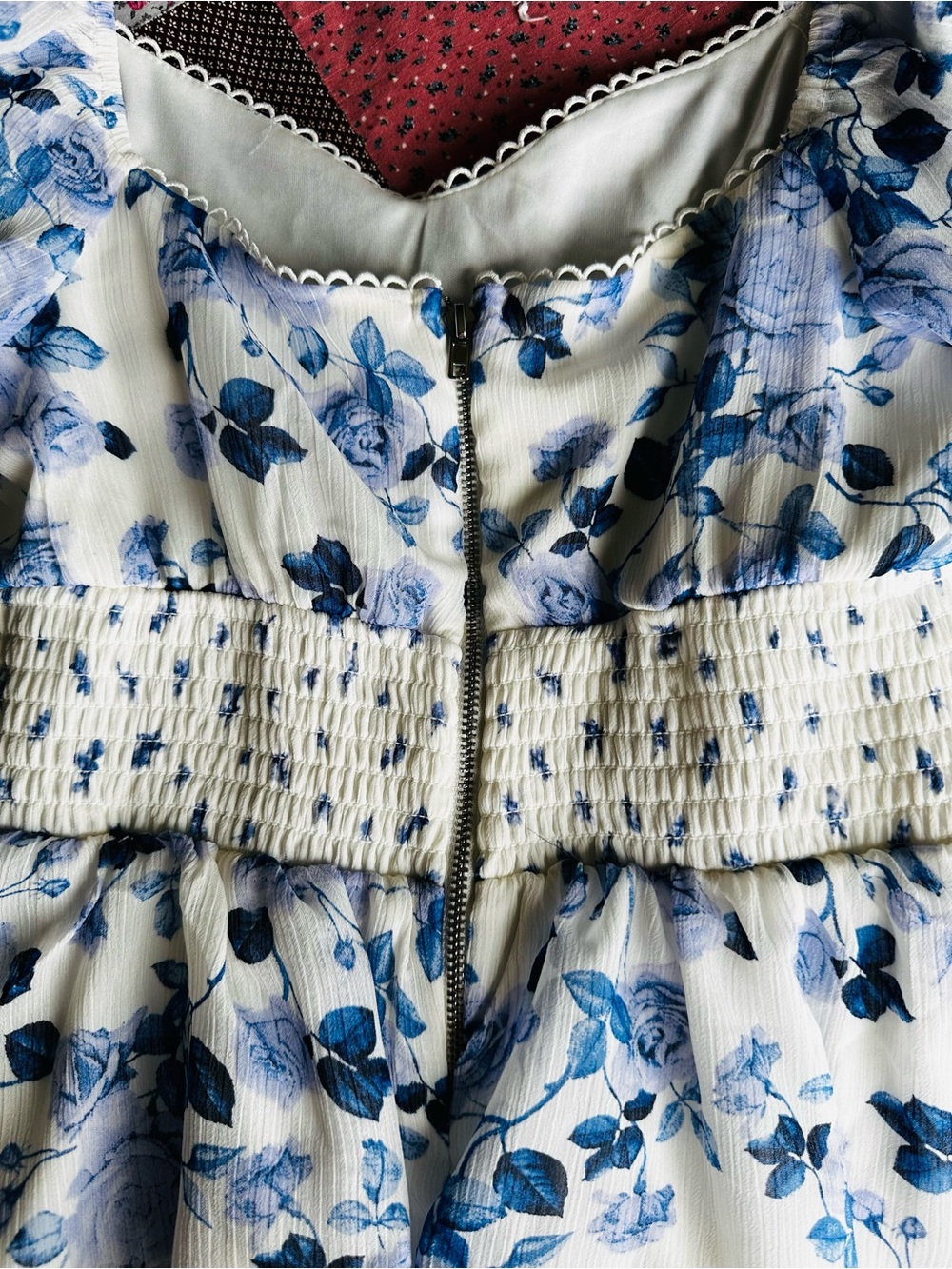 Altar’d State blue floral tiered mini dress XS puff sleeves - Picture 12 of 13